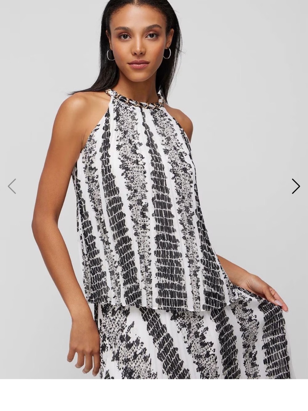 White House Black Market Black & White Halter Top